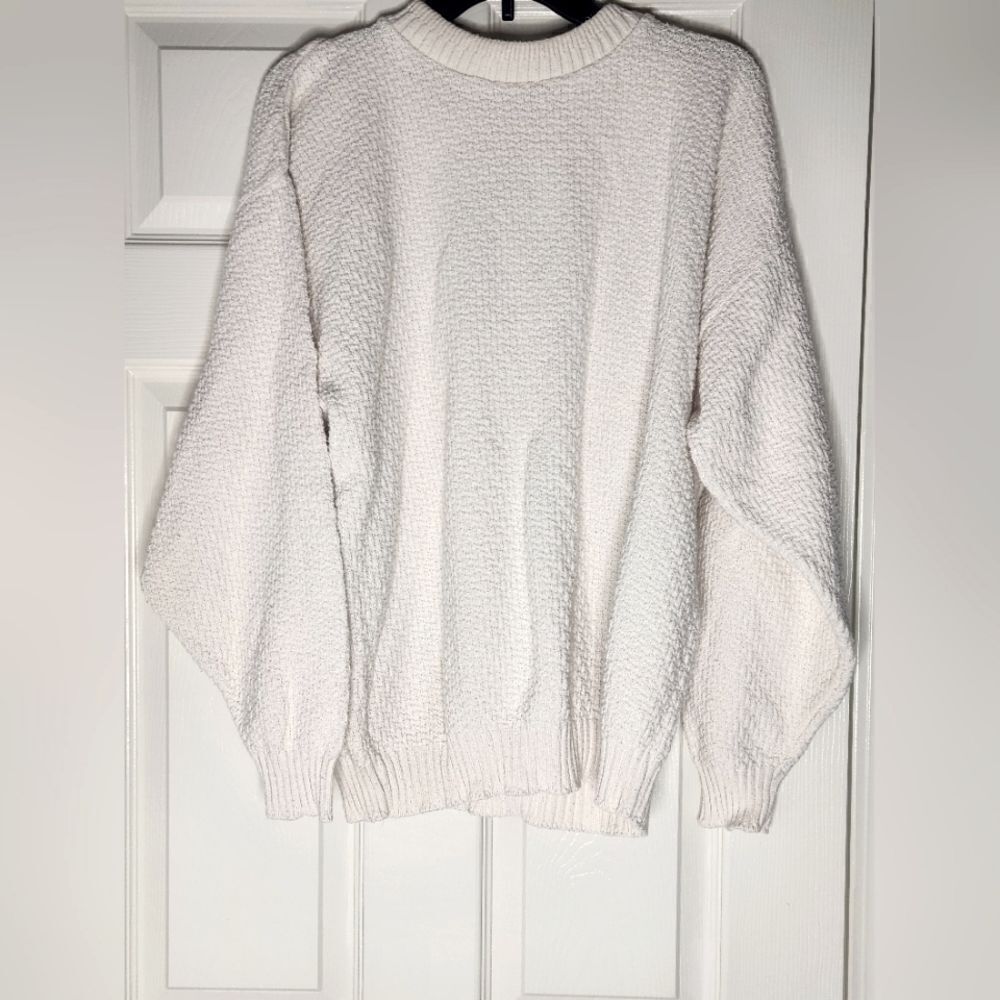 Bill Blass L Cream MenswearCable Knit 100% Cotton Hand  Lslvs Sweater Pullover